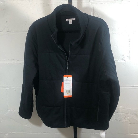 Three Dots Quilted Knit Jacket Size XXL Black Full Zip Pockets NWT - Picture 2 of 7